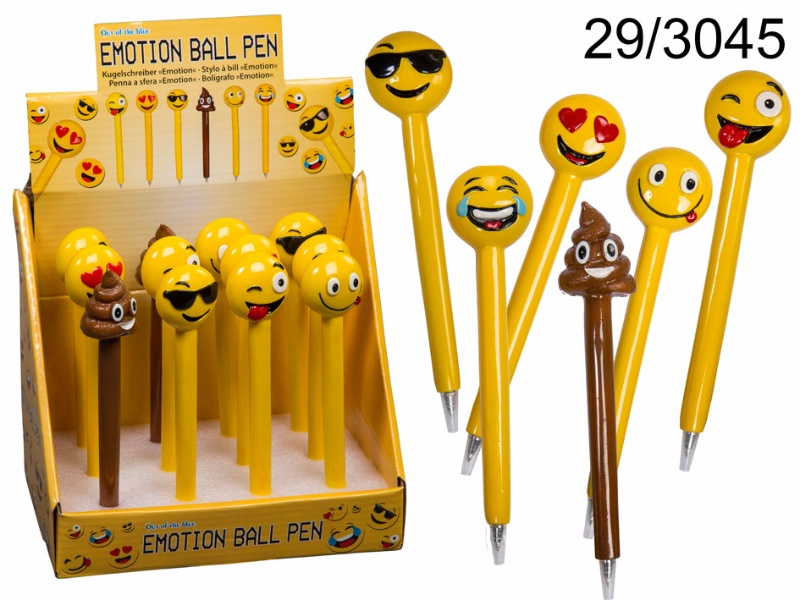 BOLIGRAFO DE POLIRESINA, EMOTICONOS 16CM