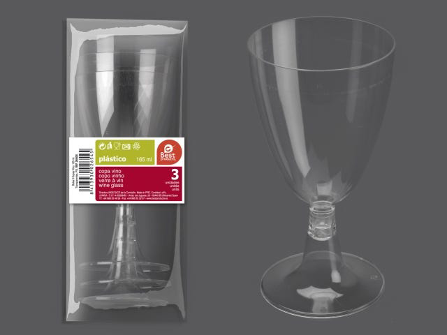 3 Copas de vino transparente 165 Ml.