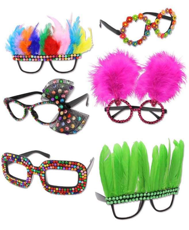 Gafas Party Plumas y Brillos