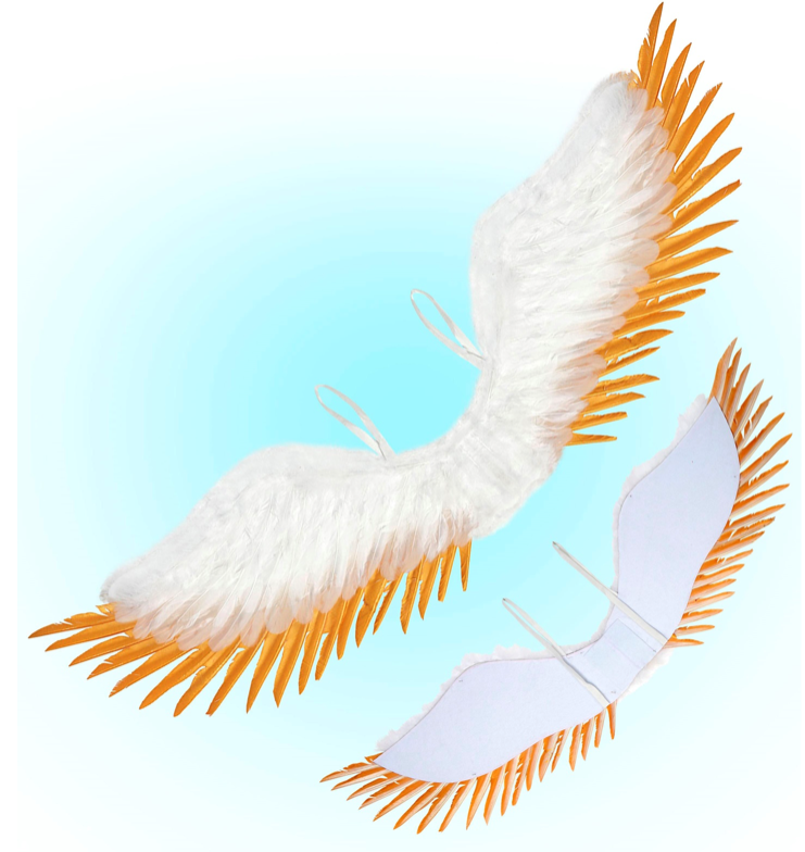 Alas con Plumas blanca-Oro  100x25 cm