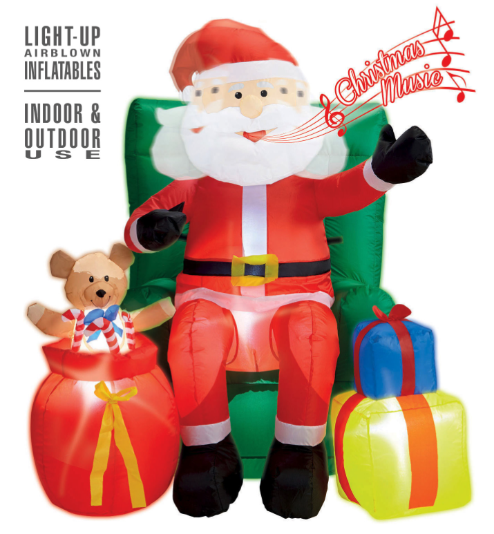 Papa Noel Trono Hinchable luz-Son. 122cm