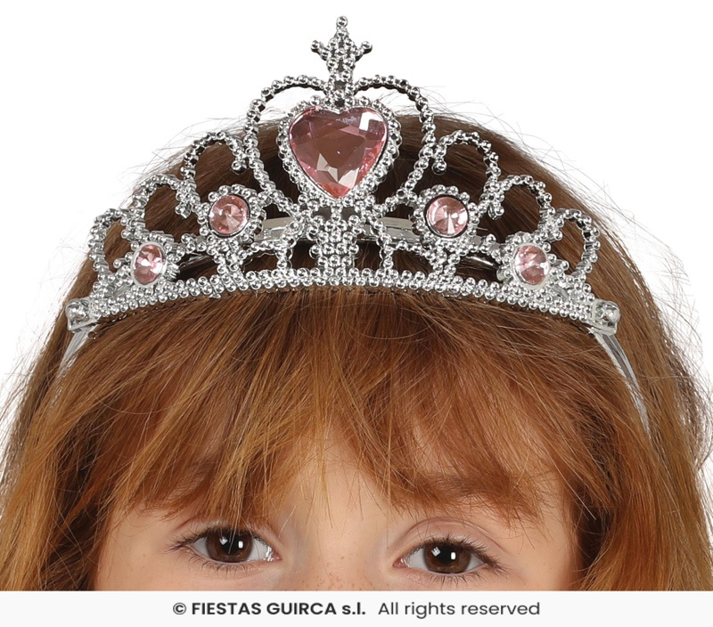 Diadema Princesa plateada con corazon