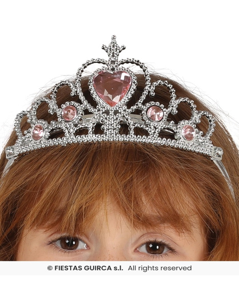 Diadema Princesa plateada con corazon