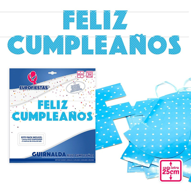 Guirnalda Feliz Cumpleaños 25cm azul-Ros