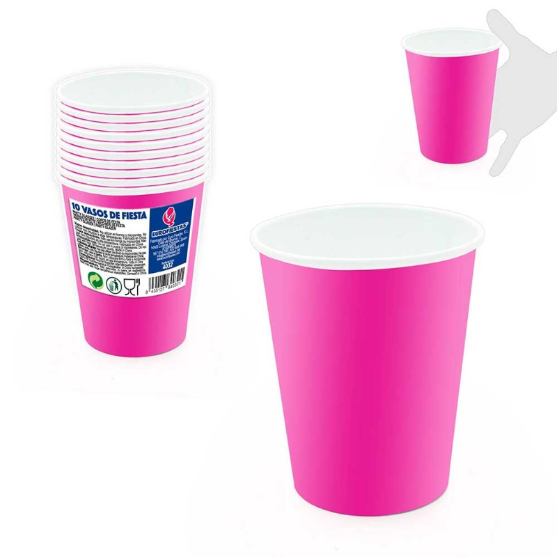 Vasos desechables Fucsia 10 uds.