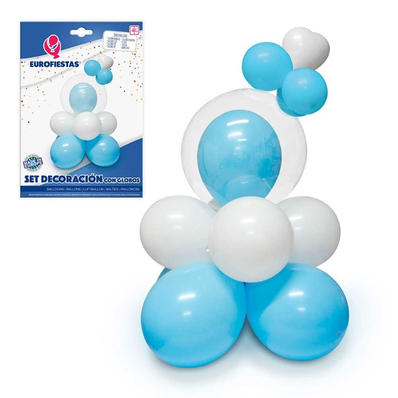 Set Decoración Azul/Rosa con globos