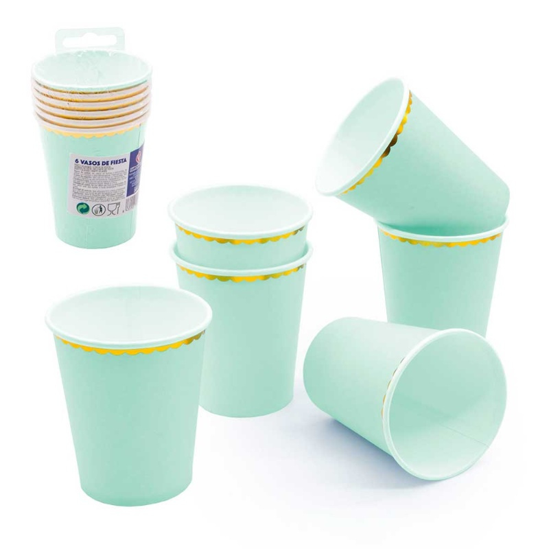 6 Vasos pastel desechables colores