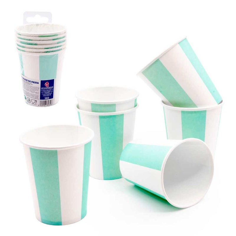 6 Vasos pastel desechables Franjas col.