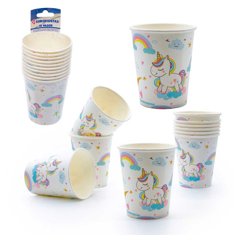 Vasos desechables Fel. Unicornios