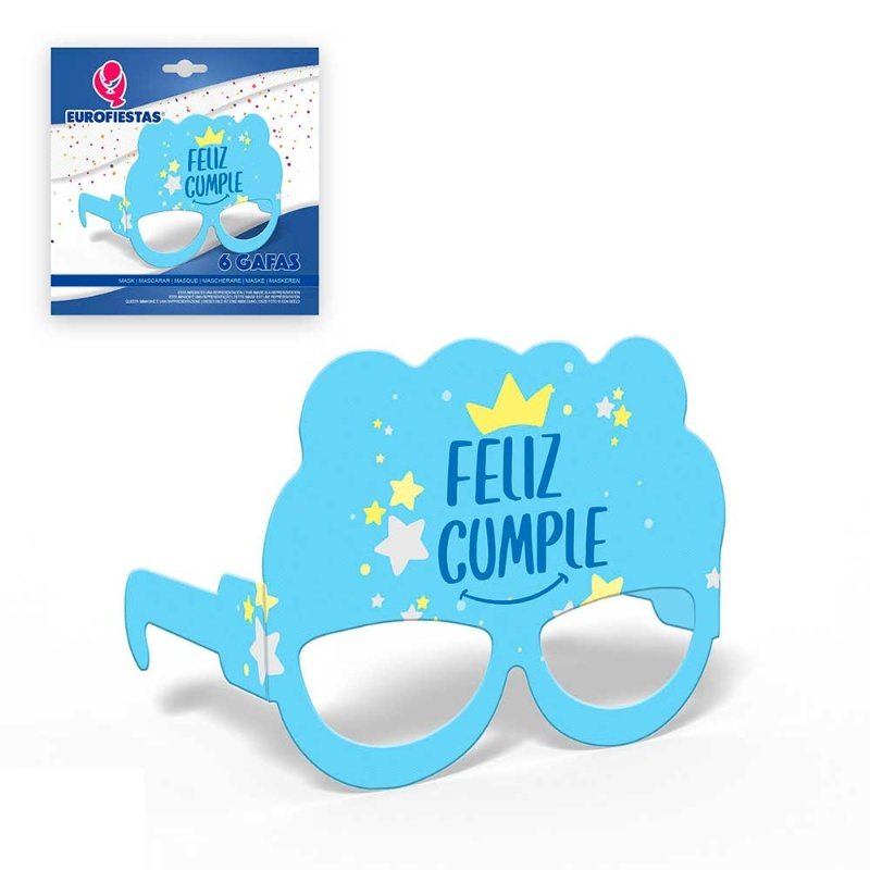 Gafas cartón Colecc. Feliz Cumple azul