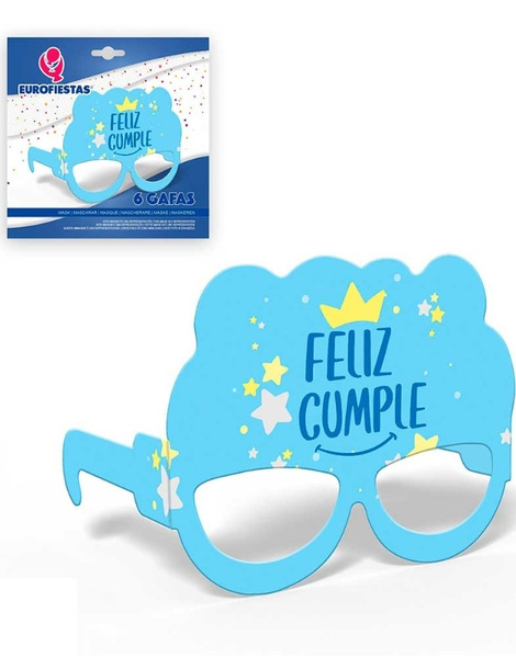 Gafas cartón Colecc. Feliz Cumple azul