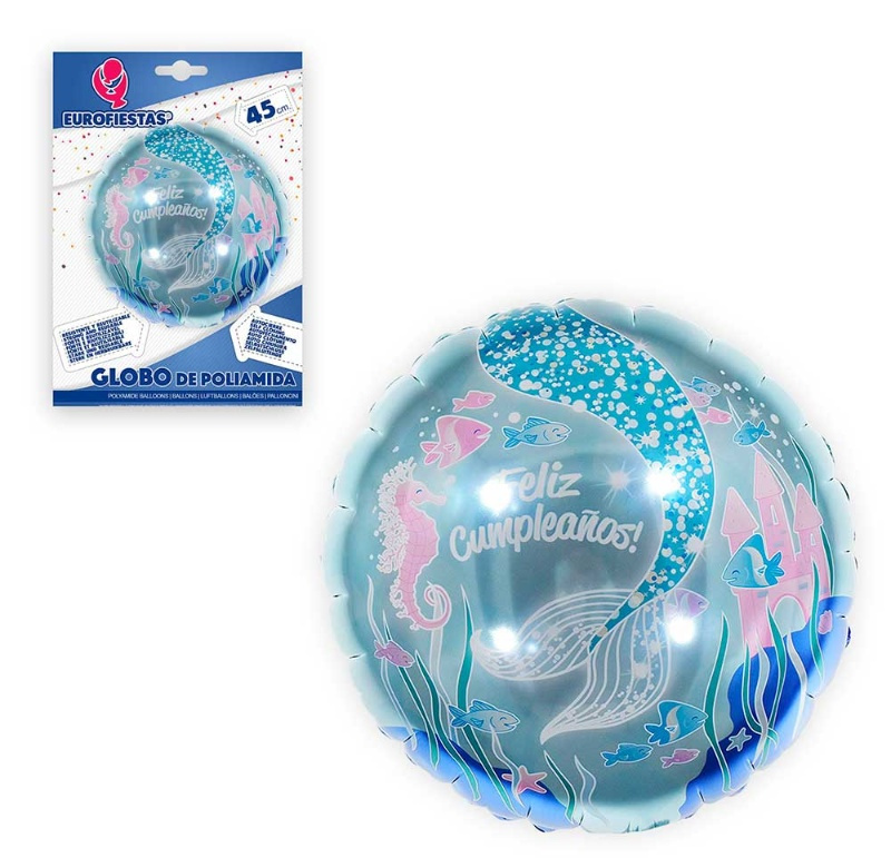 Globo foil redondo F.Cumple Sirena 45cm