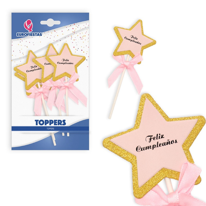 Topper estrella F.Cumple azul ó rosa