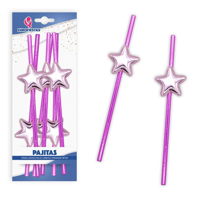 Pajitas estrella azul ó rosa