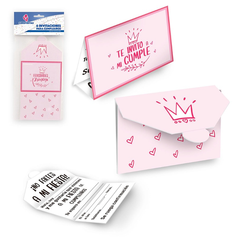 Tarjetas invitación Fel. Princesa 6 uds.