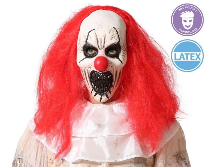 Máscara Payaso loco con pelo látex