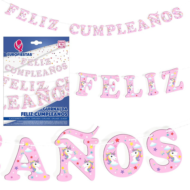 Guirnalda Feliz Cumpleaños Unicornio RS