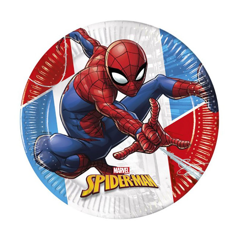 8 Platos Spiderman 23 cms. desechables