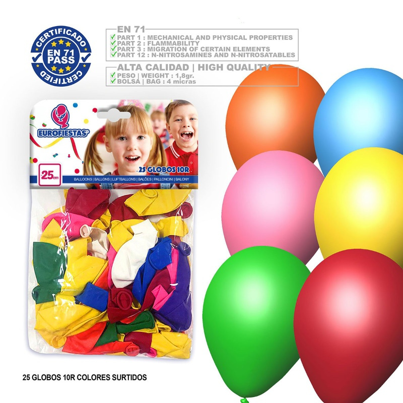 Globos surtidos 10R 25 uds.