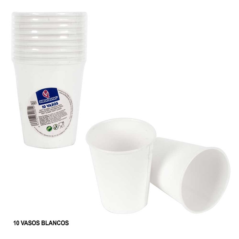 Vasos blancos desechables 10 uds.