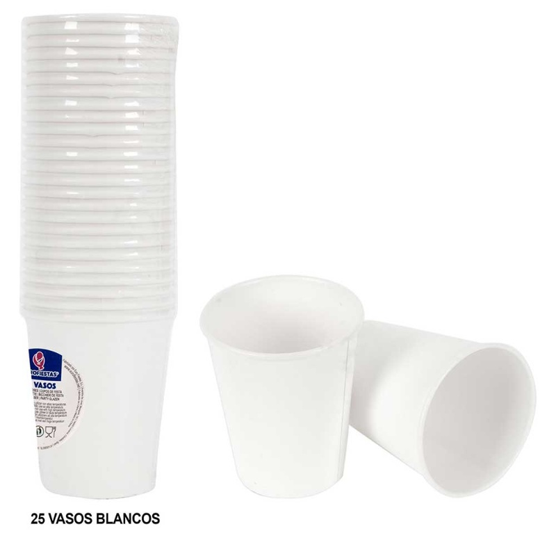 Vasos blancos desechables 25 uds.