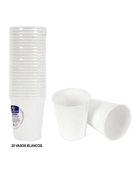 Vasos blancos desechables 25 uds.