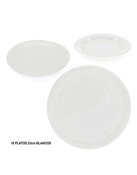 Platos desechables 23 cms. blancos 10 ud