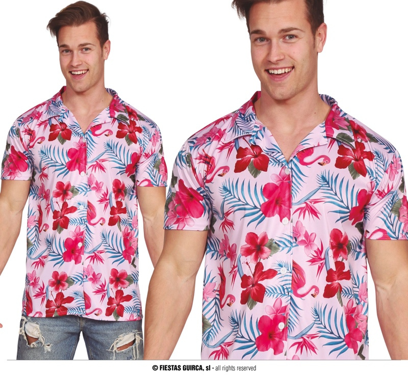 Camisa Hawaiana flamencos adulto