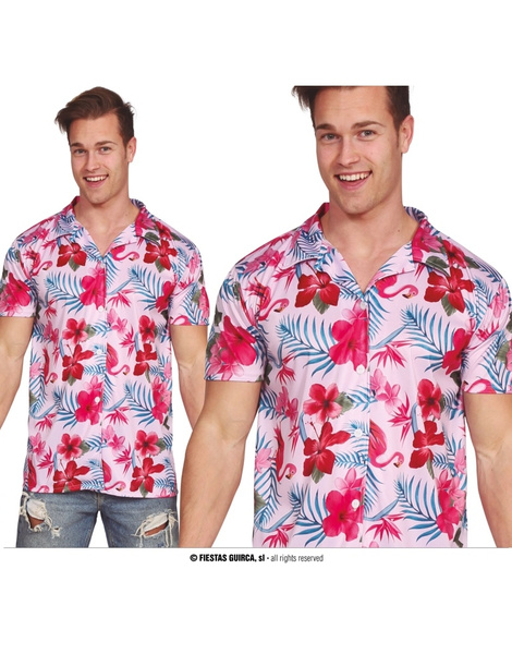 Camisa Hawaiana flamencos adulto