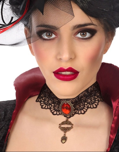 Collar Halloween con perla roja