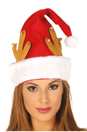 Gorro Papa noel con cuernos reno