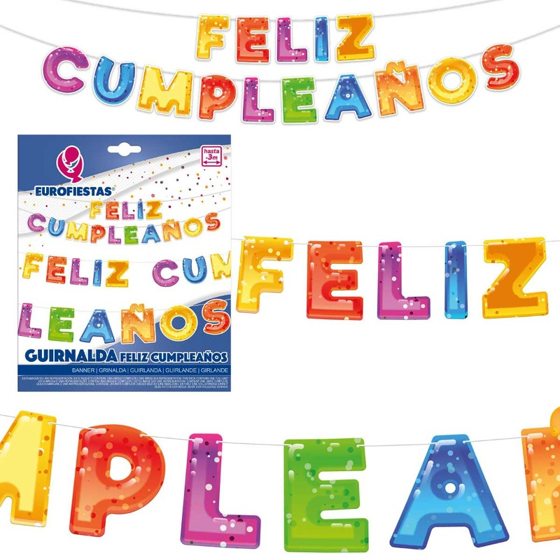 Guirnalda Feliz Cumple Letras Colores