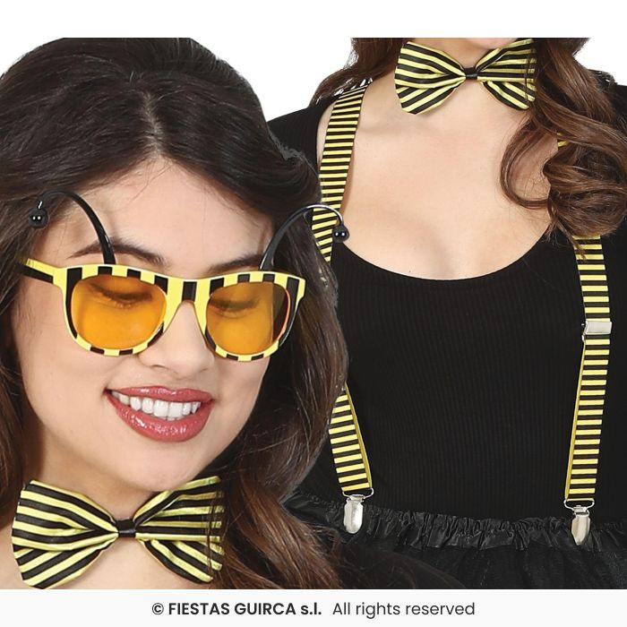 Conjunto abeja(gafas+pajarita+tirantes)