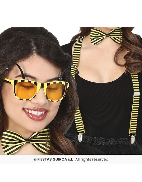 Conjunto abeja(gafas+pajarita+tirantes)