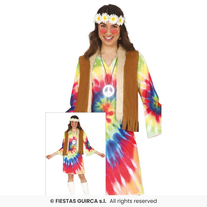 Disfraz Hippie colores para mujer