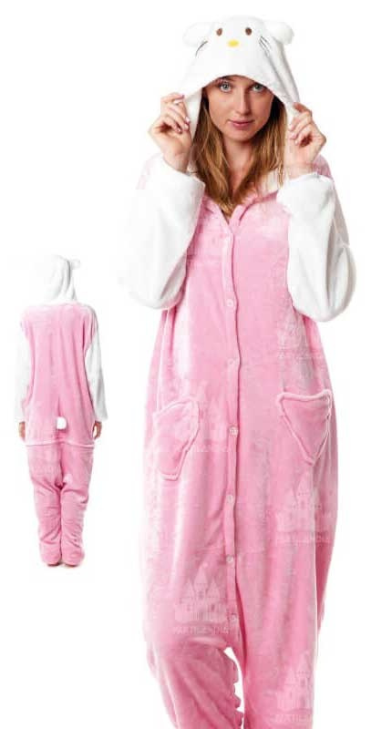 Disfraz pijama Gata rosa mujer