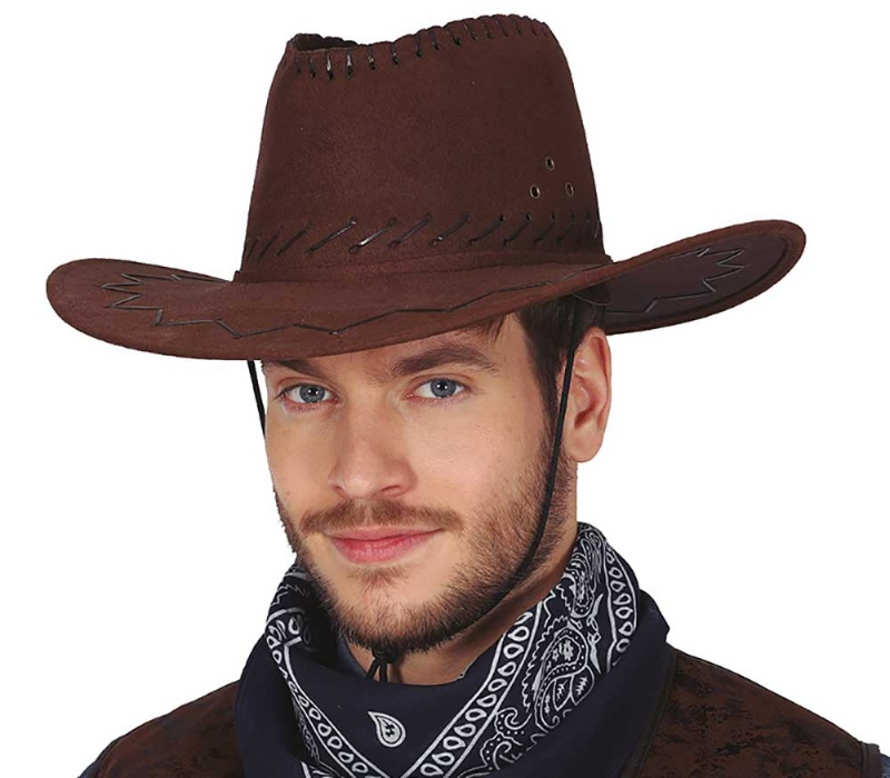 Sombrero vaquero marrón simil-piel AD.