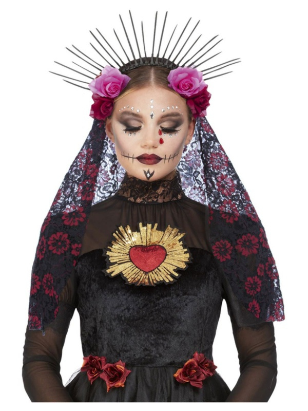 Diadema deluxe Día de los muertos rosas