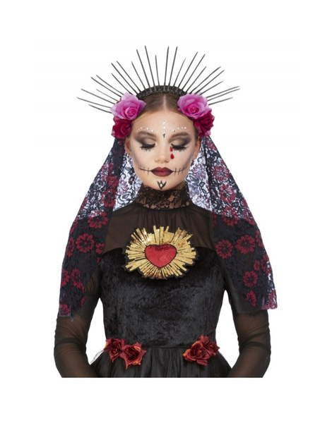 Diadema deluxe Día de los muertos rosas