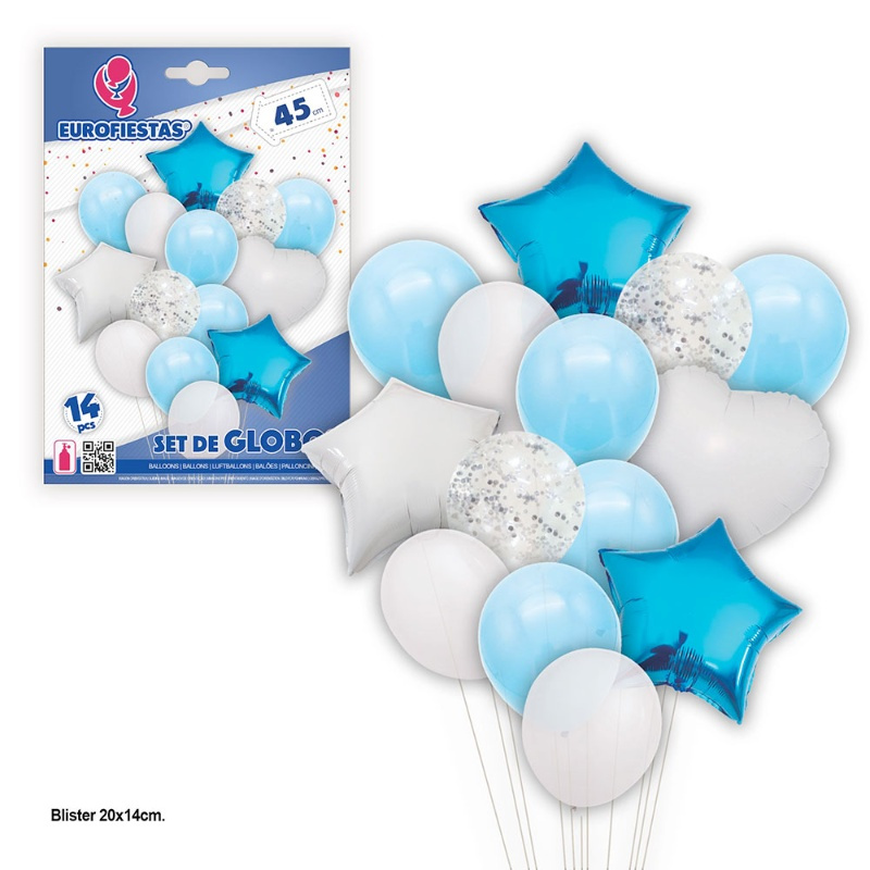 Set globos confeti y estrellas col.