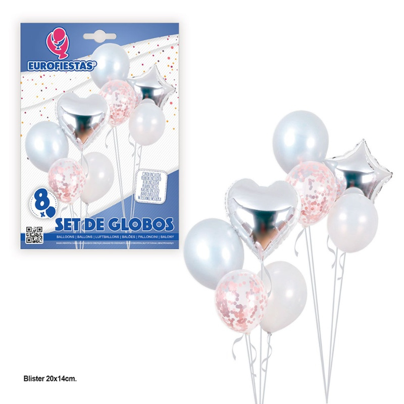 Set globos Estrella y corazón colores