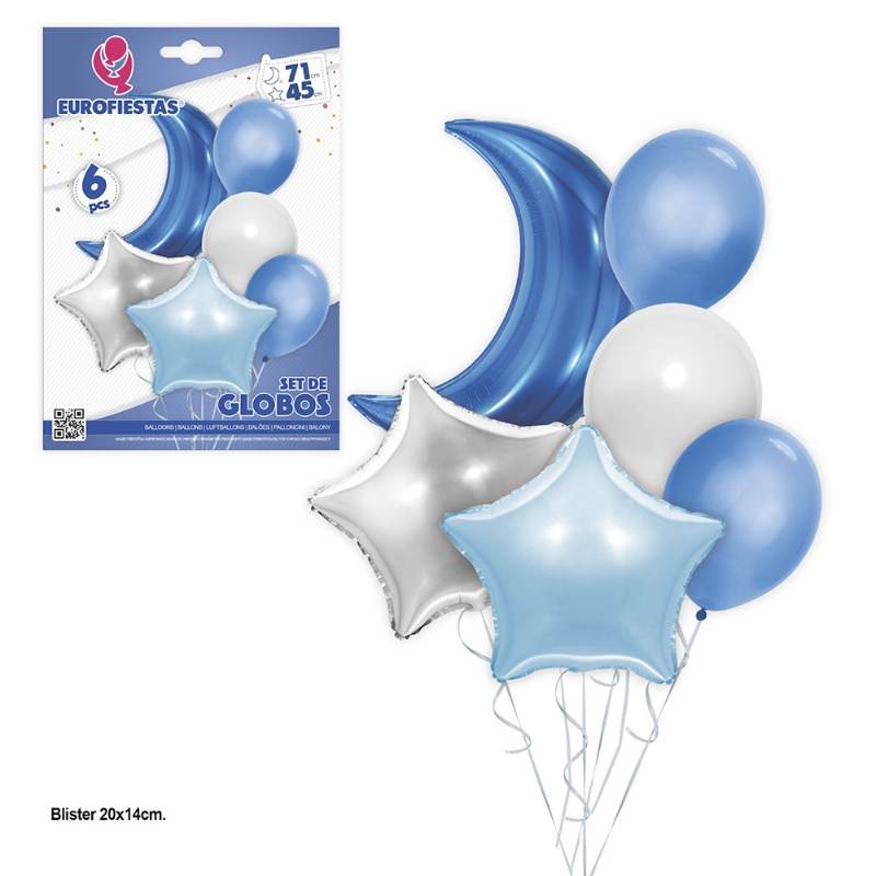 Set Globos Poliamida+látex Luna colores