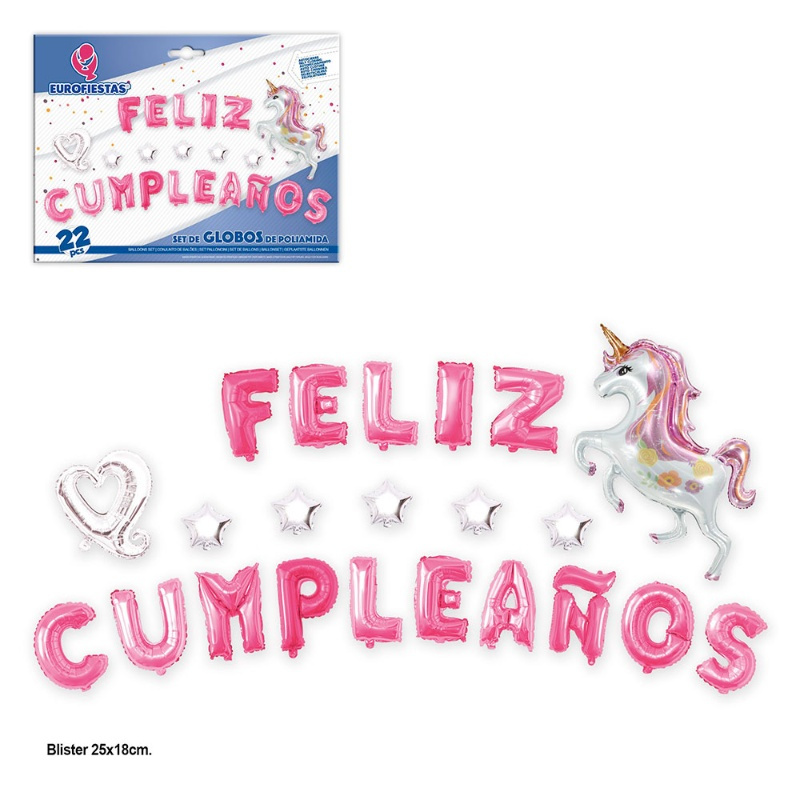 Globos poliam.letras F.Cumple Unicornio