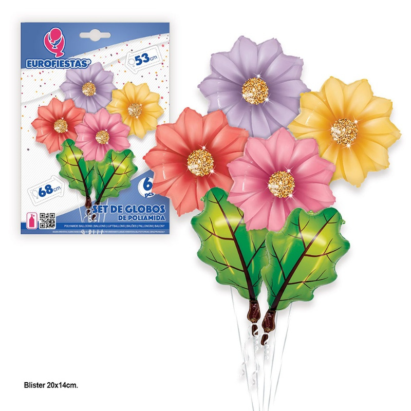 Set Globos foil Flores y hojas