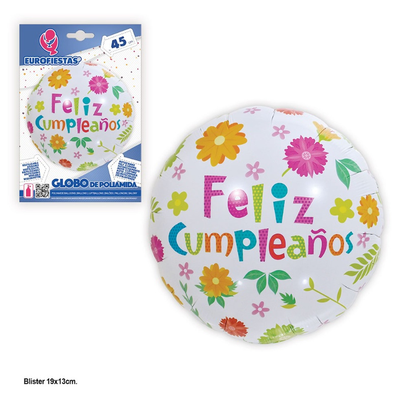 Globo Poliamida 45cms. F.cumple Flores