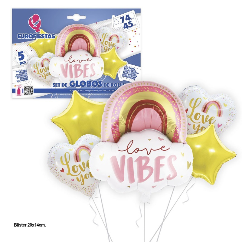 Set Globos Poliamida nube love vibes