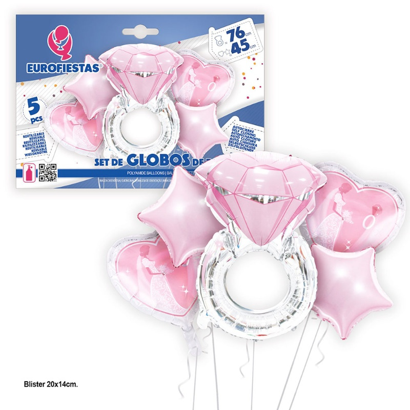 Set Globos Poliamida anillo Dia.plata/rs