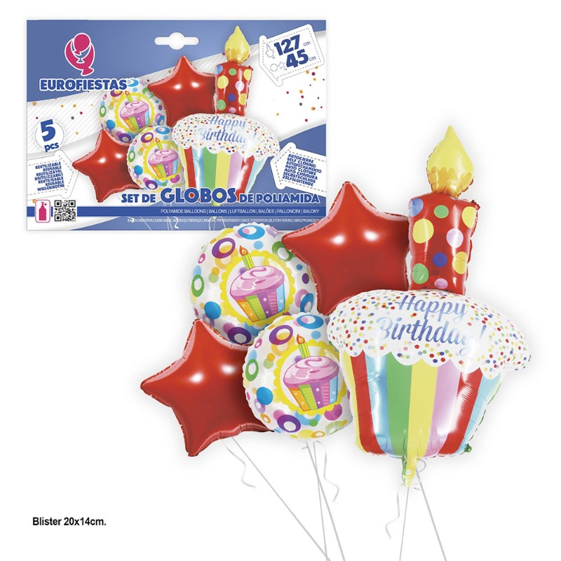 Set Globos Pol.H.Birthday colores  127cm