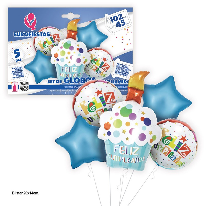 Set Globos Poliam. F.cumple Estre 102cms