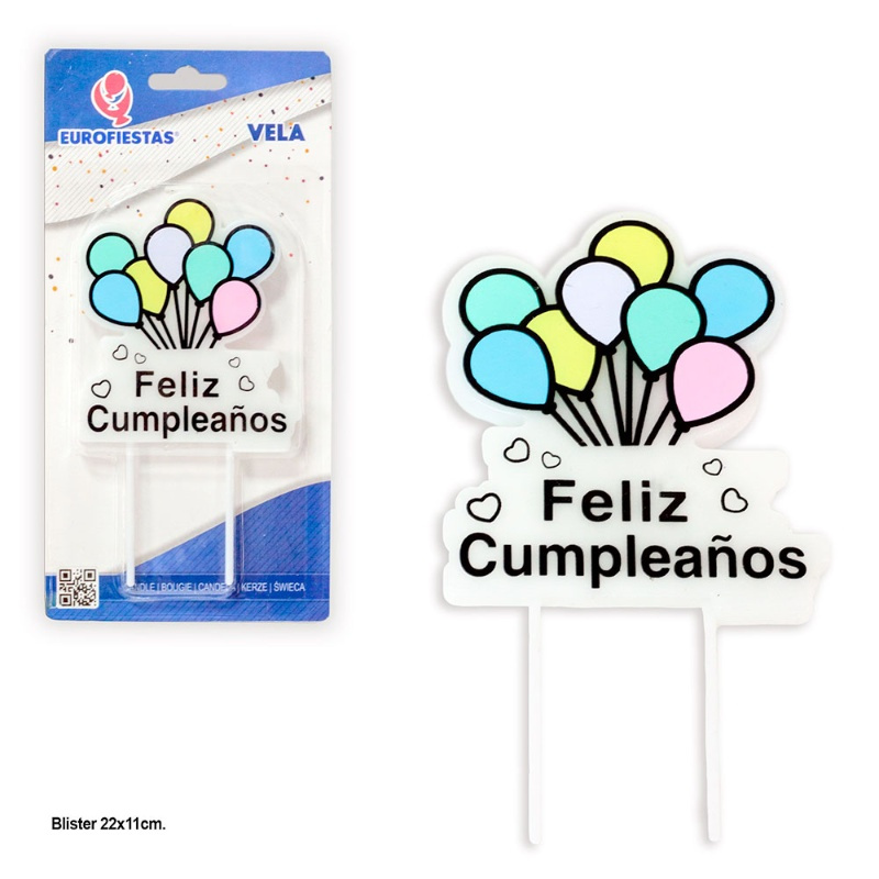 Vela bloque globos Feliz cumpleaños